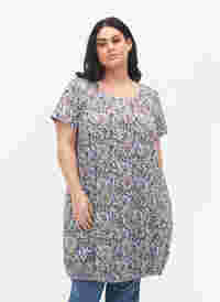 Katoenen jurk met korte mouwen en print, Blue Paisley , Model