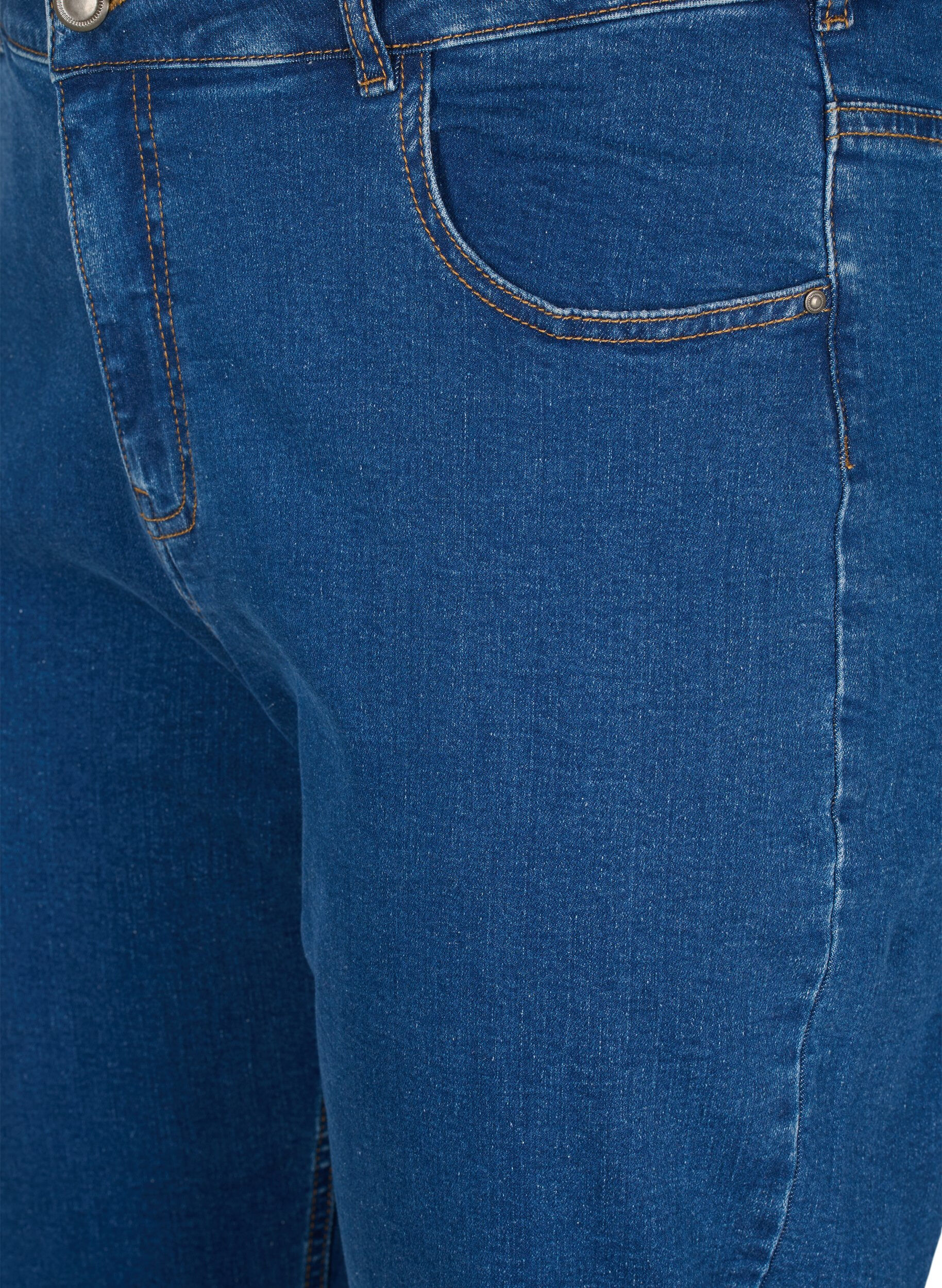 Zizzi Gecropte Vera jeans met een straight-fit, Blauw, Packshot image number 2