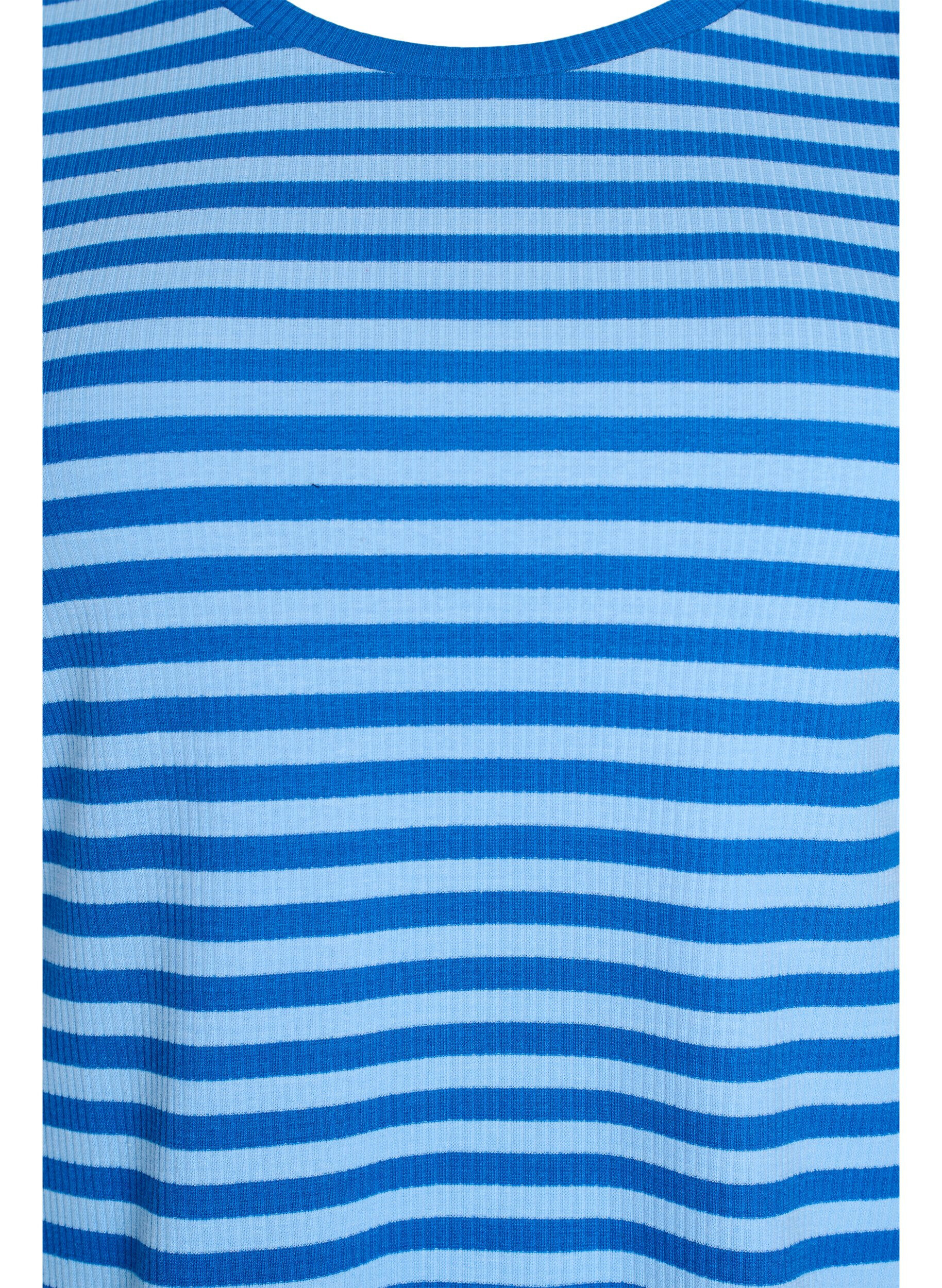ZizziGestreept T-shirt met geribbelde textuur, Blauw, Packshot image number 2