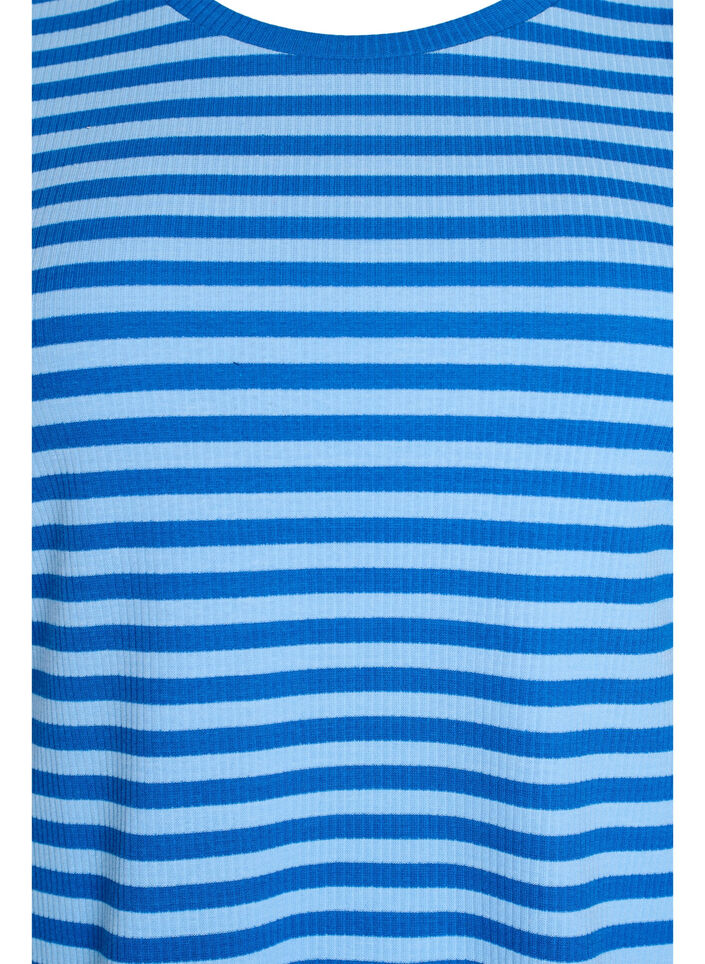 Gestreept T-shirt met geribbelde textuur, Blauw, Packshot image number 2
