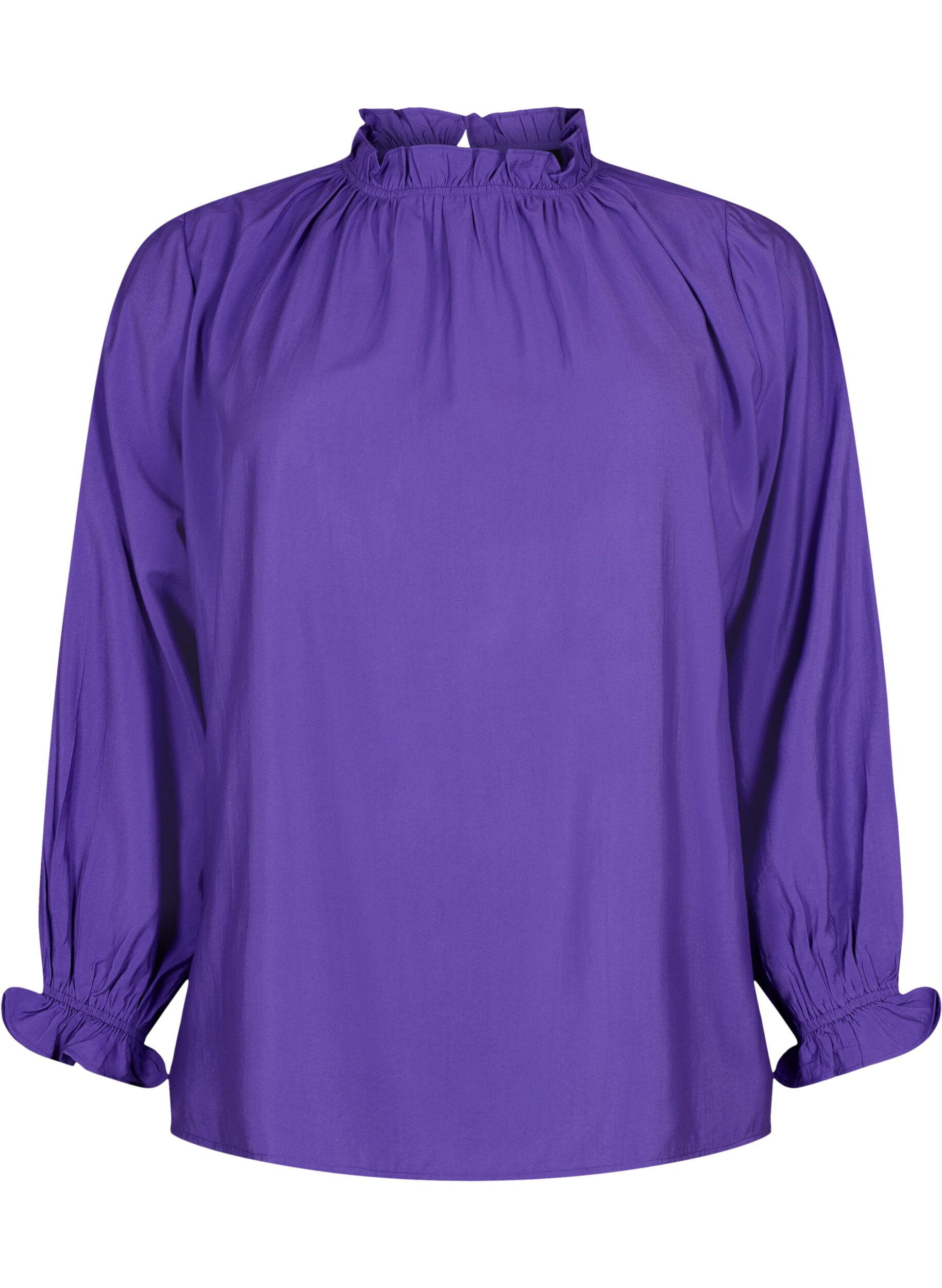 Zizzi Viscose blouse met lange mouwen en ruches, Prism Violet, Packshot image number 0
