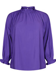 Viscose blouse met lange mouwen en ruches, Prism Violet