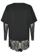Blouse met mouwen van mesh en kanten bies, Zwart, Packshot image number 1