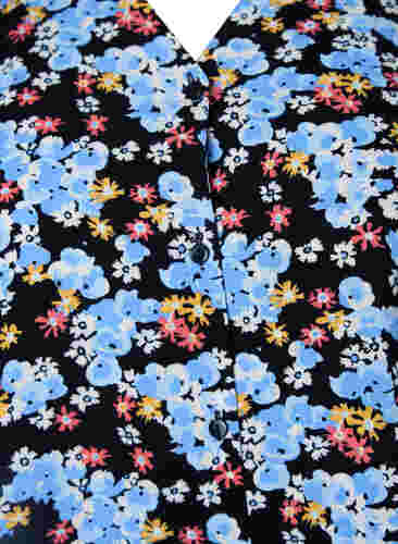 Viscose nachthemd met print, Black Blue Flower, Packshot image number 2