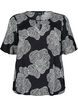 Viscose blouse met korte mouwen met print, Zwart, Packshot image number 0