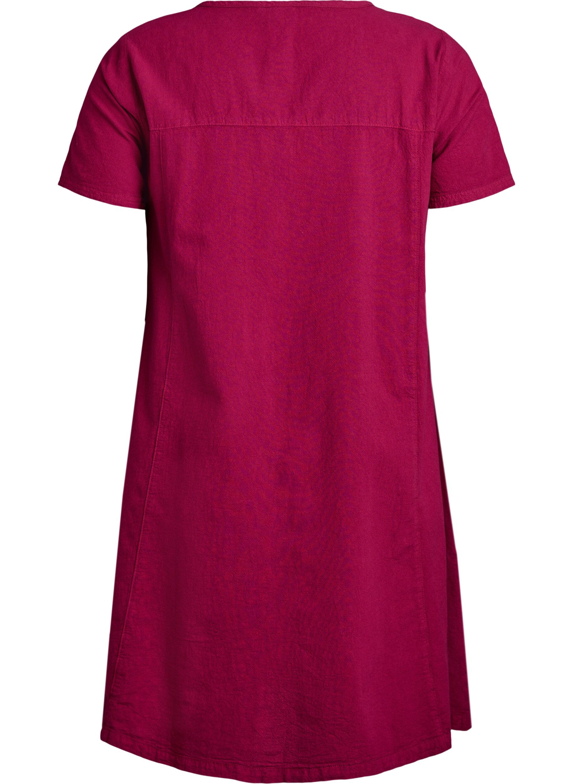 ZizziKatoenen jurk met korte mouwen, Rood, Packshot image number 1