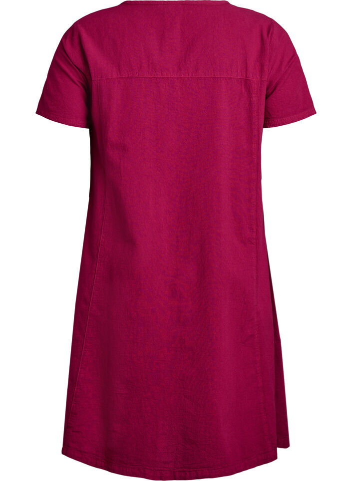 Katoenen jurk met korte mouwen, Rood, Packshot image number 1