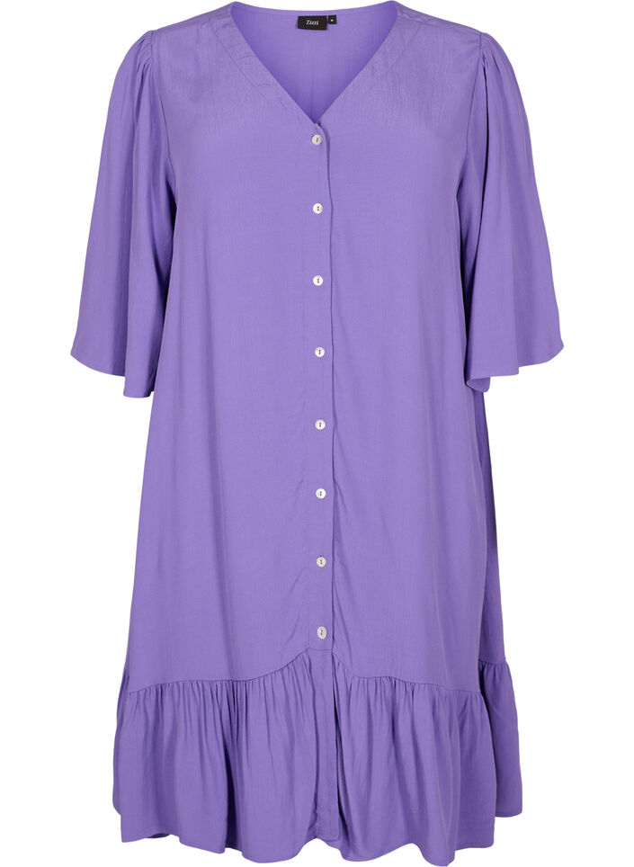 Viscose blouse jurk met korte mouwen, Passion Flower, Packshot image number 0