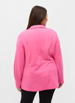Basic blazer met knoop en sierzakken, Azalea Pink, Model image number 1