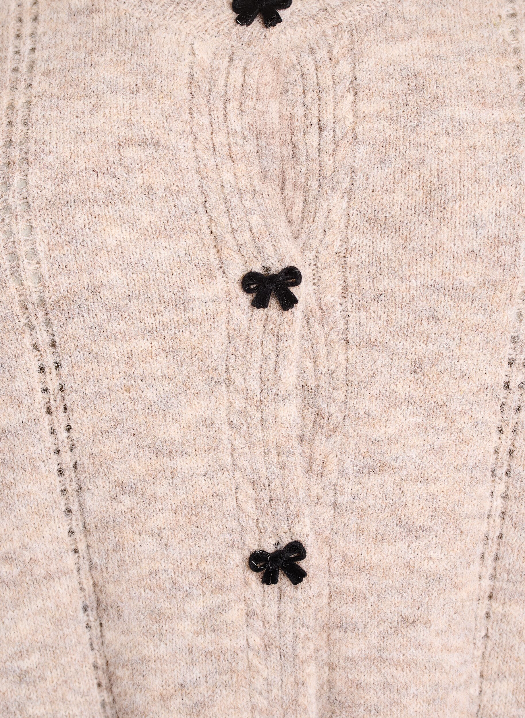 Zizzi Cardigan met strikknopen en opengewerkt patroon, Beige, Packshot image number 2
