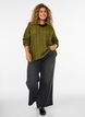 Gebreide blouse met kabelpatroon en V-hals, Groen, Model image number 1