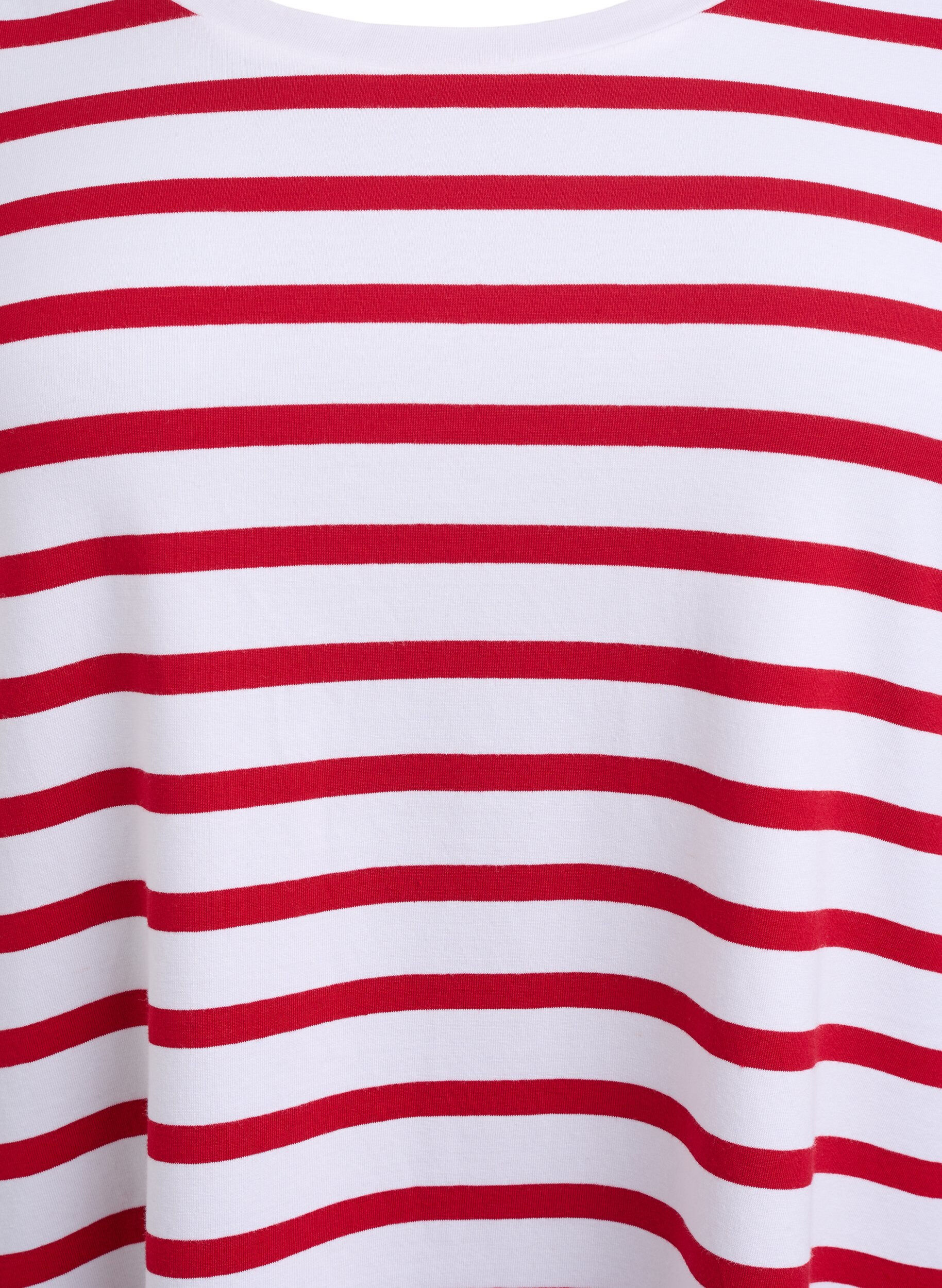 Zizzi Gestreepte jersey jurk met korte mouwen, Rood, Packshot image number 2