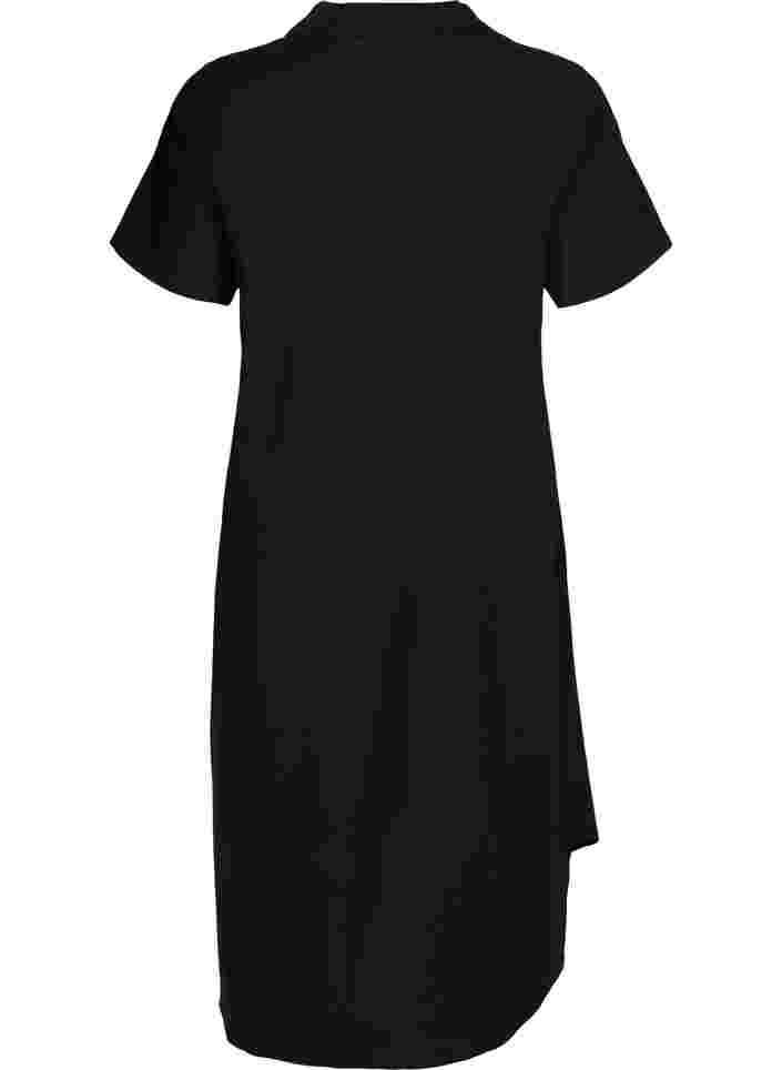 Lange katoenen blouse met korte mouwen, Black, Packshot image number 1