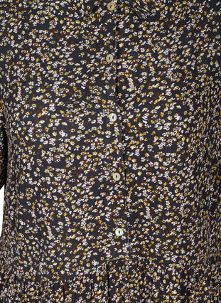 Viscose midi-jurk met korte mouwen, Black W. Flower, Packshot image number 2