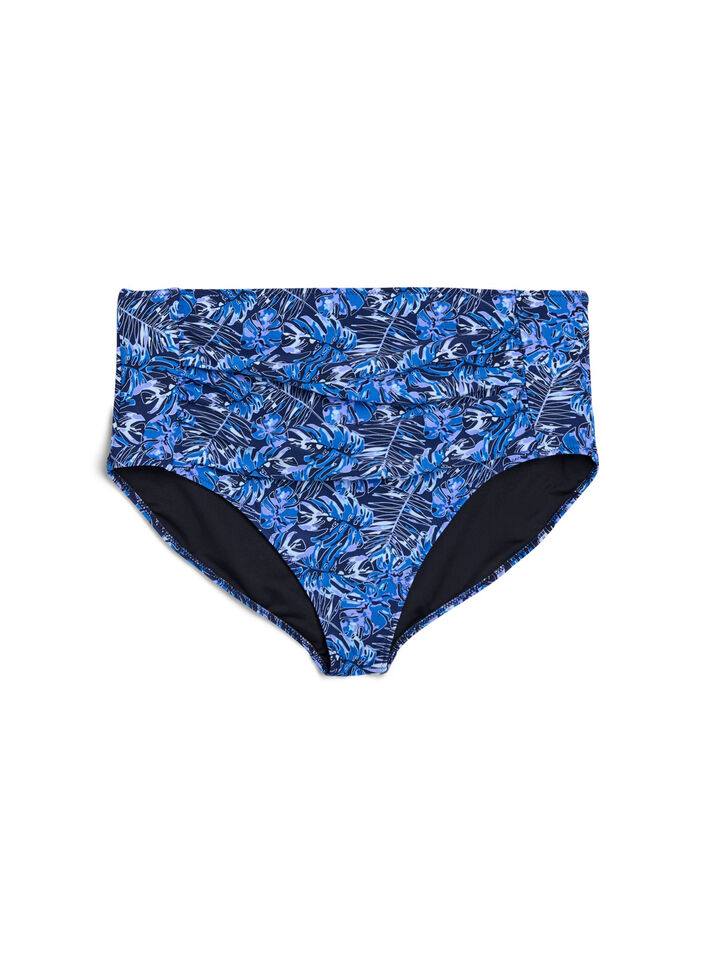 Hoge taille bikinibroekjes met patroon, Blauw, Packshot image number 0