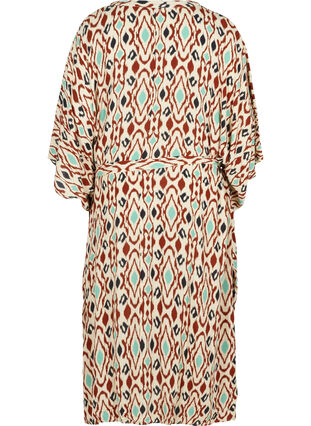 Midi-jurk met print en striksluiting in viscose, Angora AOP, Packshot image number 1