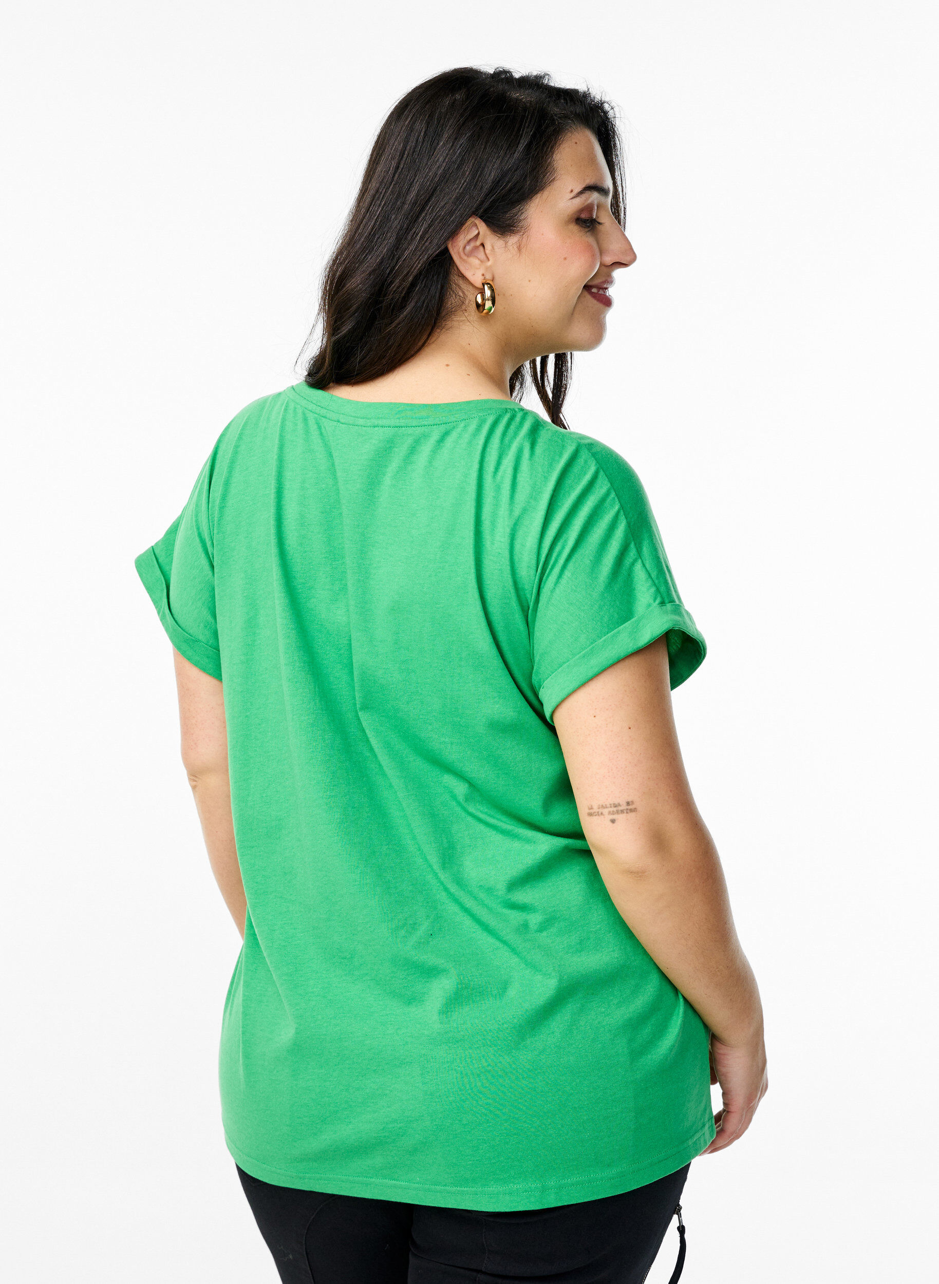 ZizziT-shirt met korte mouwen van katoenmix, Groen, Model image number 2