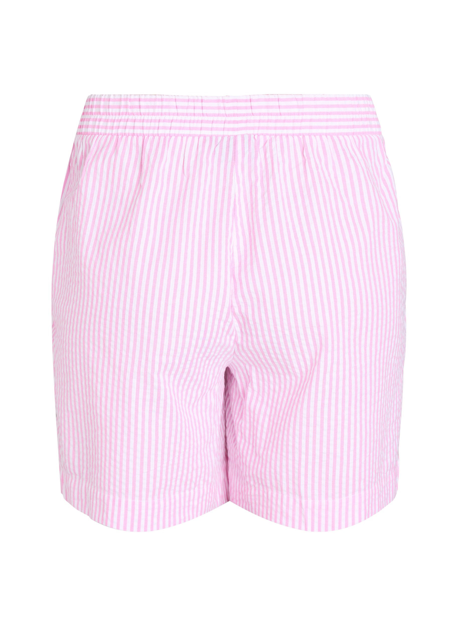 Zizzi FLASH - Korte broek met strepen en een hoge taille, Roze, Packshot image number 1