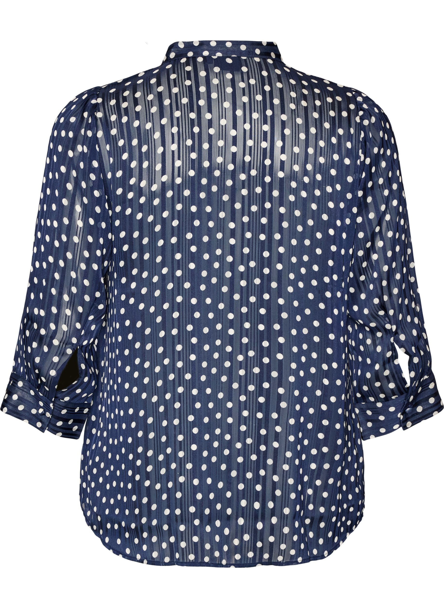 ZizziBlouse met patroon, opstaande kraag en 3/4-mouwen, Blauw, Packshot image number 1