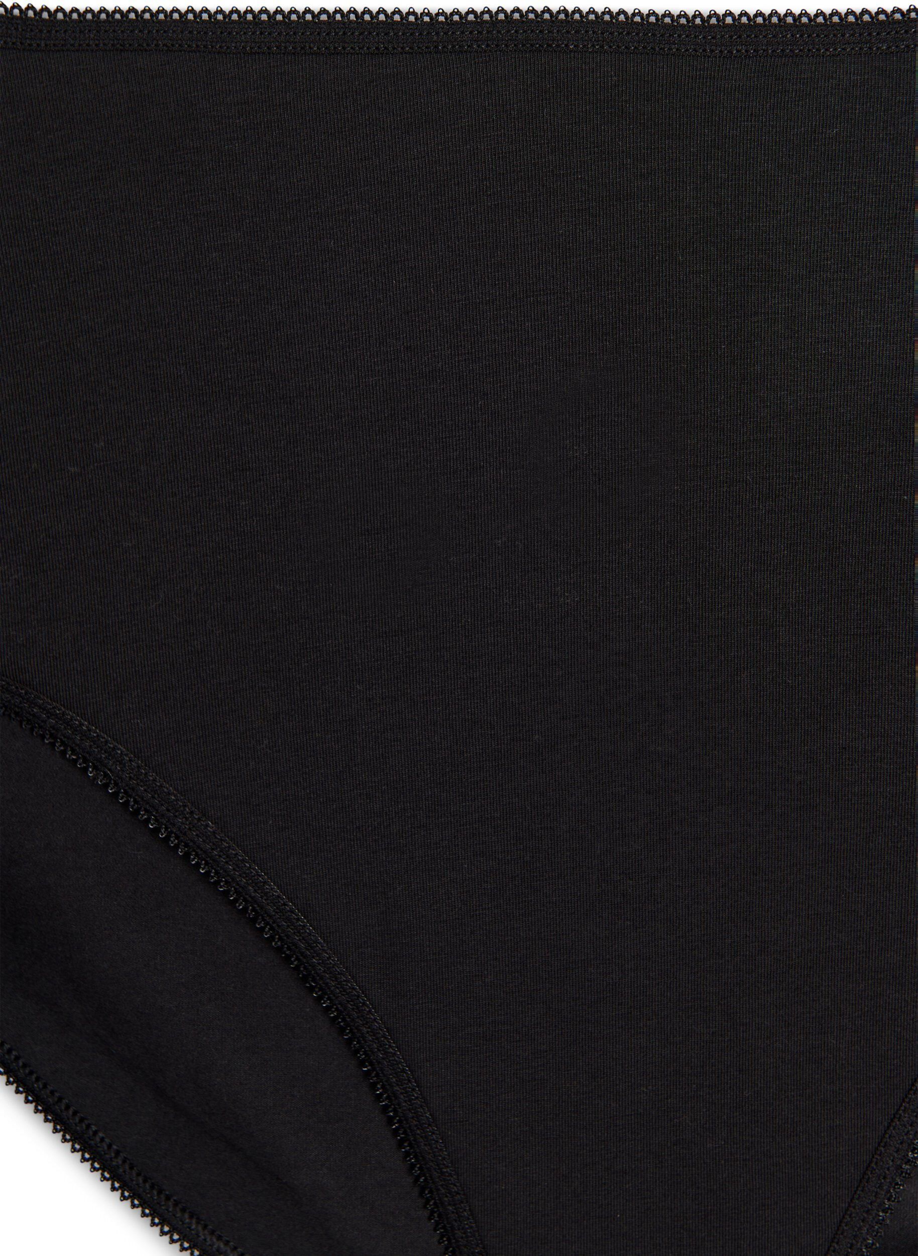 Zizzi 5-pack katoenen slipje met normale taille, Zwart, Packshot image number 3