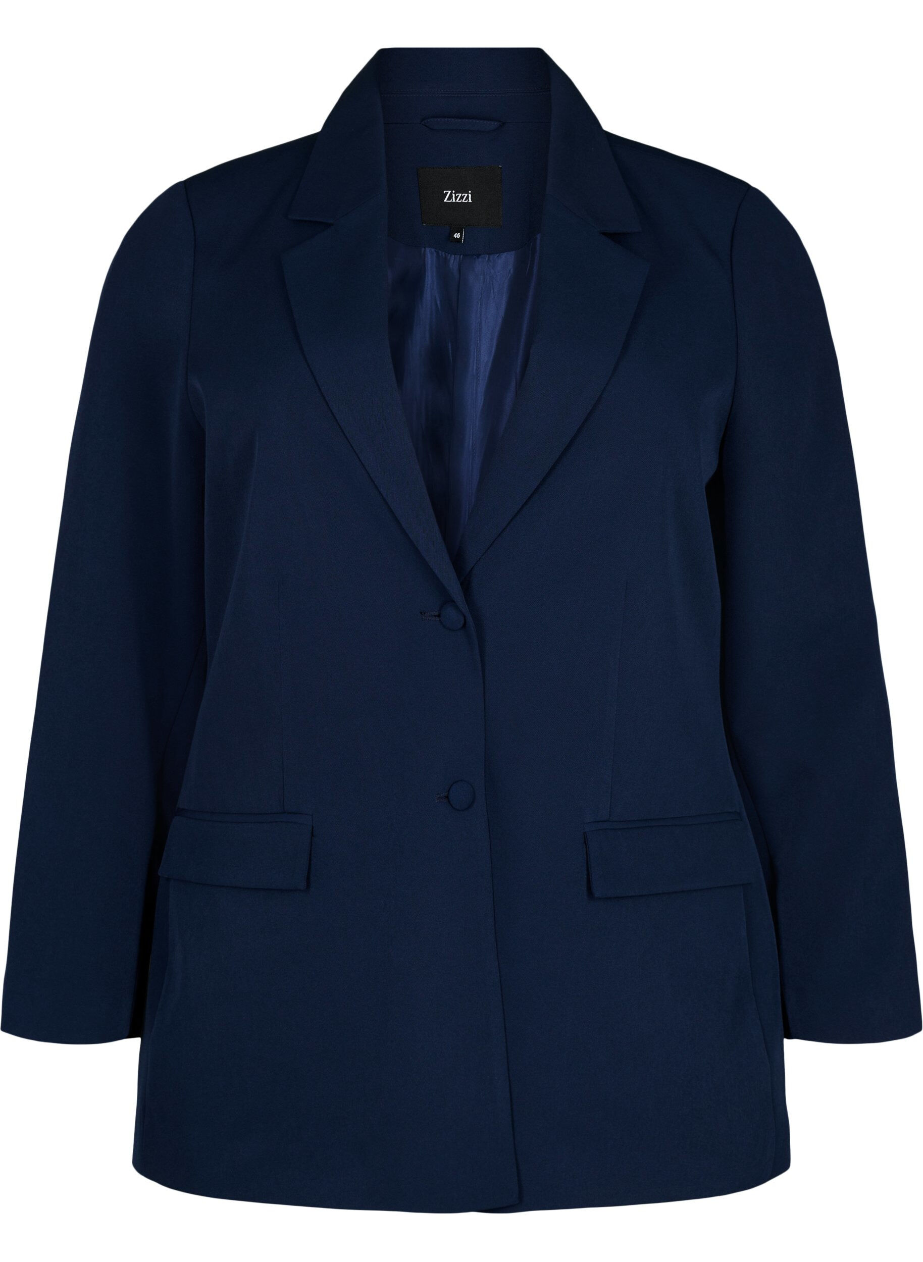 Zizzi Klassieke blazer met knoopsluiting, Navy Blazer, Packshot image number 0