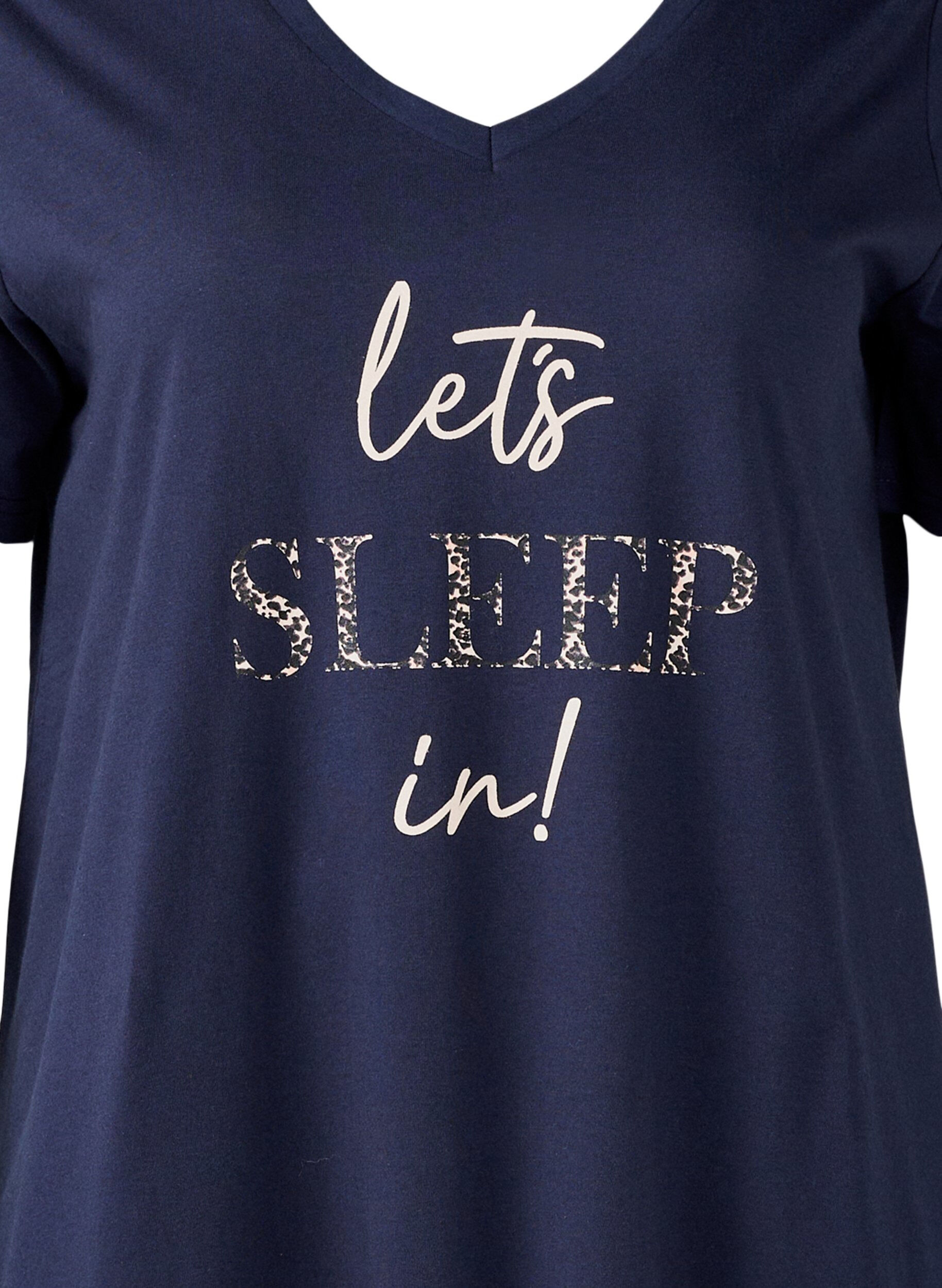 Zizzi Nachtjapon van biologisch katoen met V-hals, Blauw, Packshot image number 2