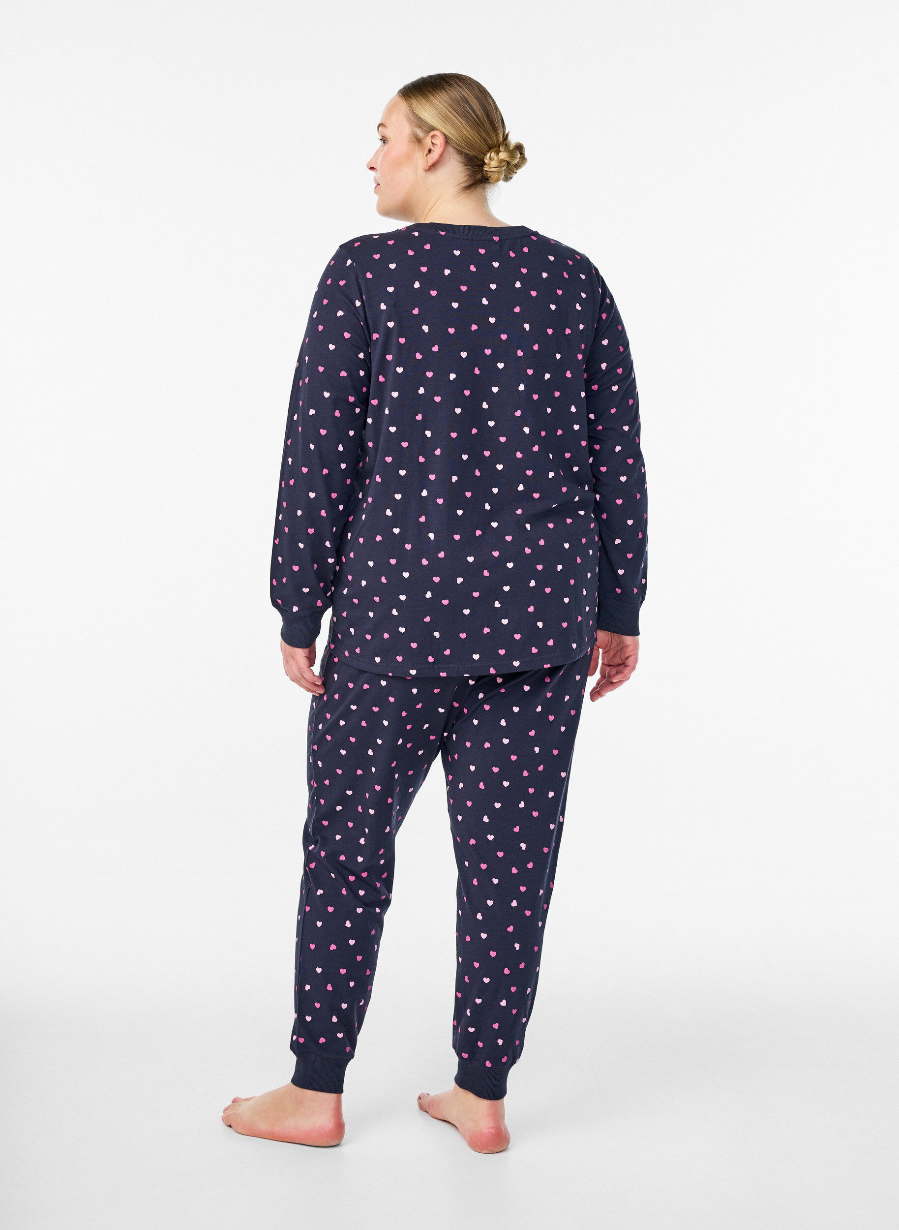 Zizzi Bedrukte pyjamabroek, Blauw, Model image number 1