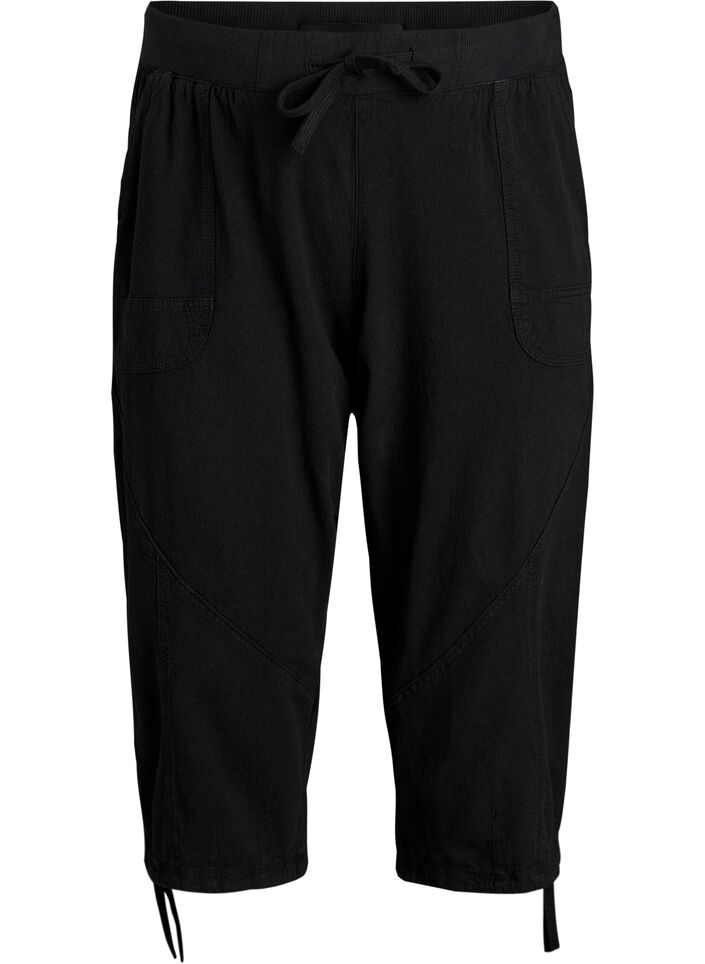 Katoenen Capri-broek, Zwart, Packshot image number 0