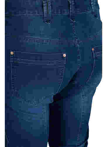 Slim fit capri jeans met zakken, Dark blue denim, Packshot image number 3