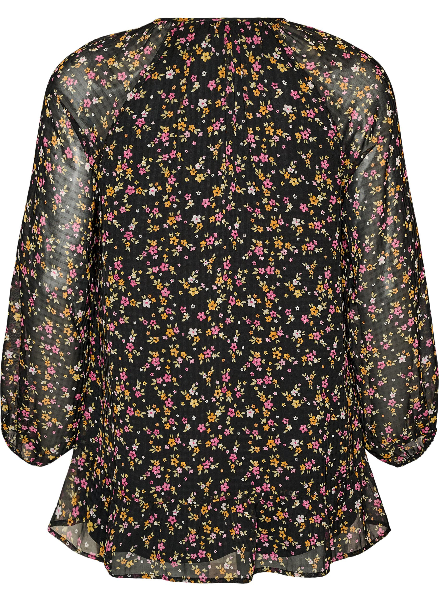 ZizziA-lijn tuniek met bloemenprint, Zwart, Packshot image number 1