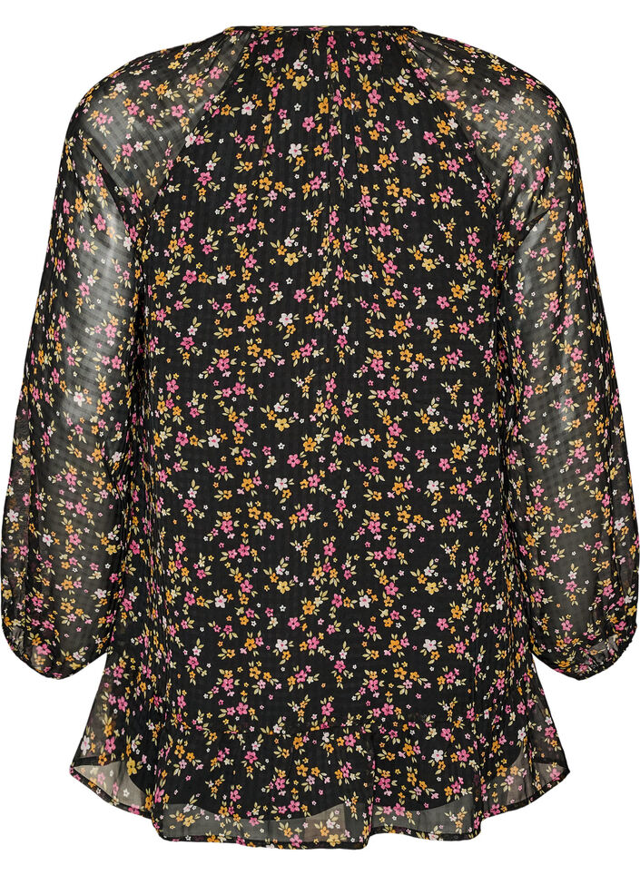A-lijn tuniek met bloemenprint, Zwart, Packshot image number 1