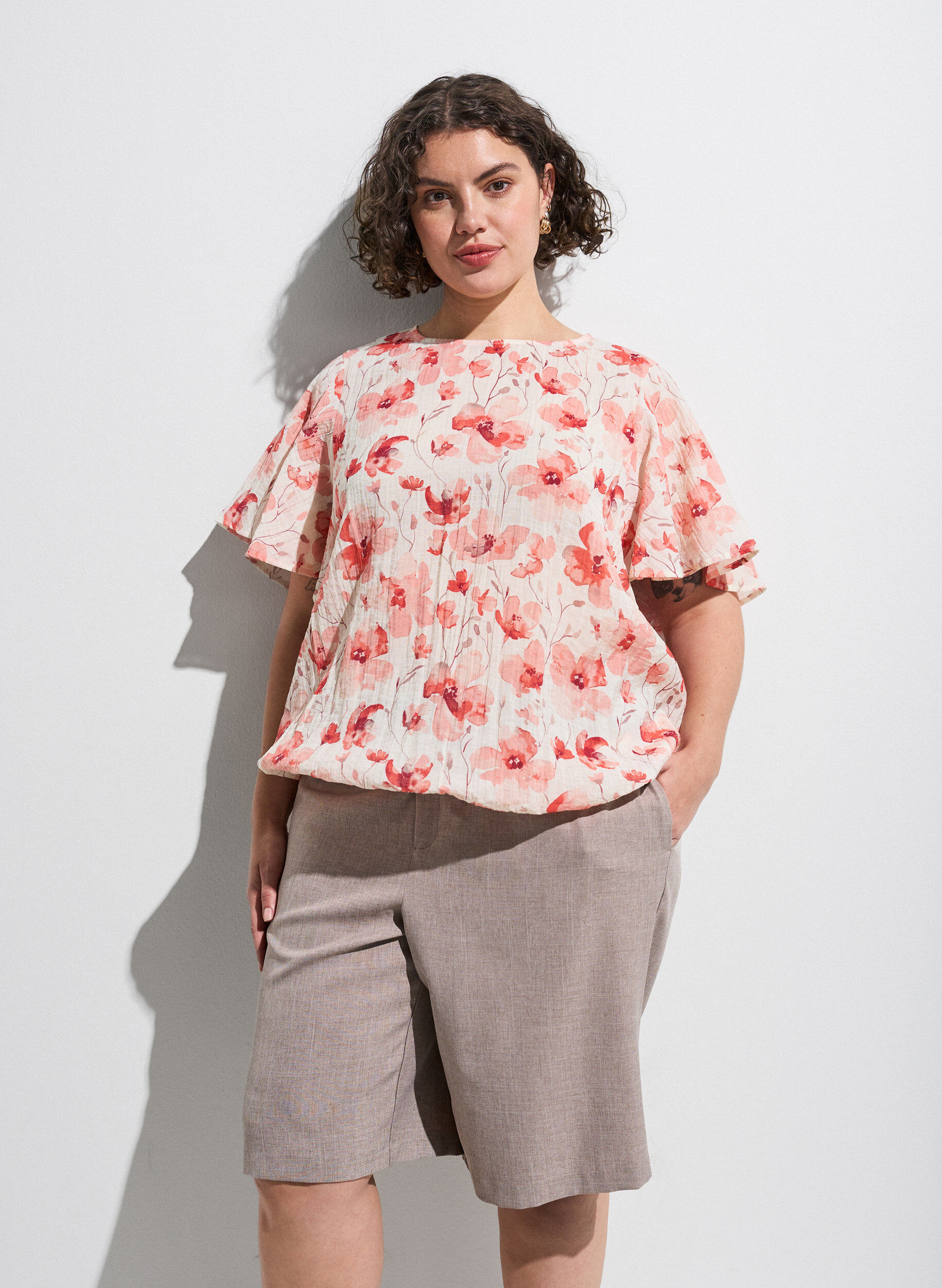 Blouse met ballonavorm en vleermuismouwen