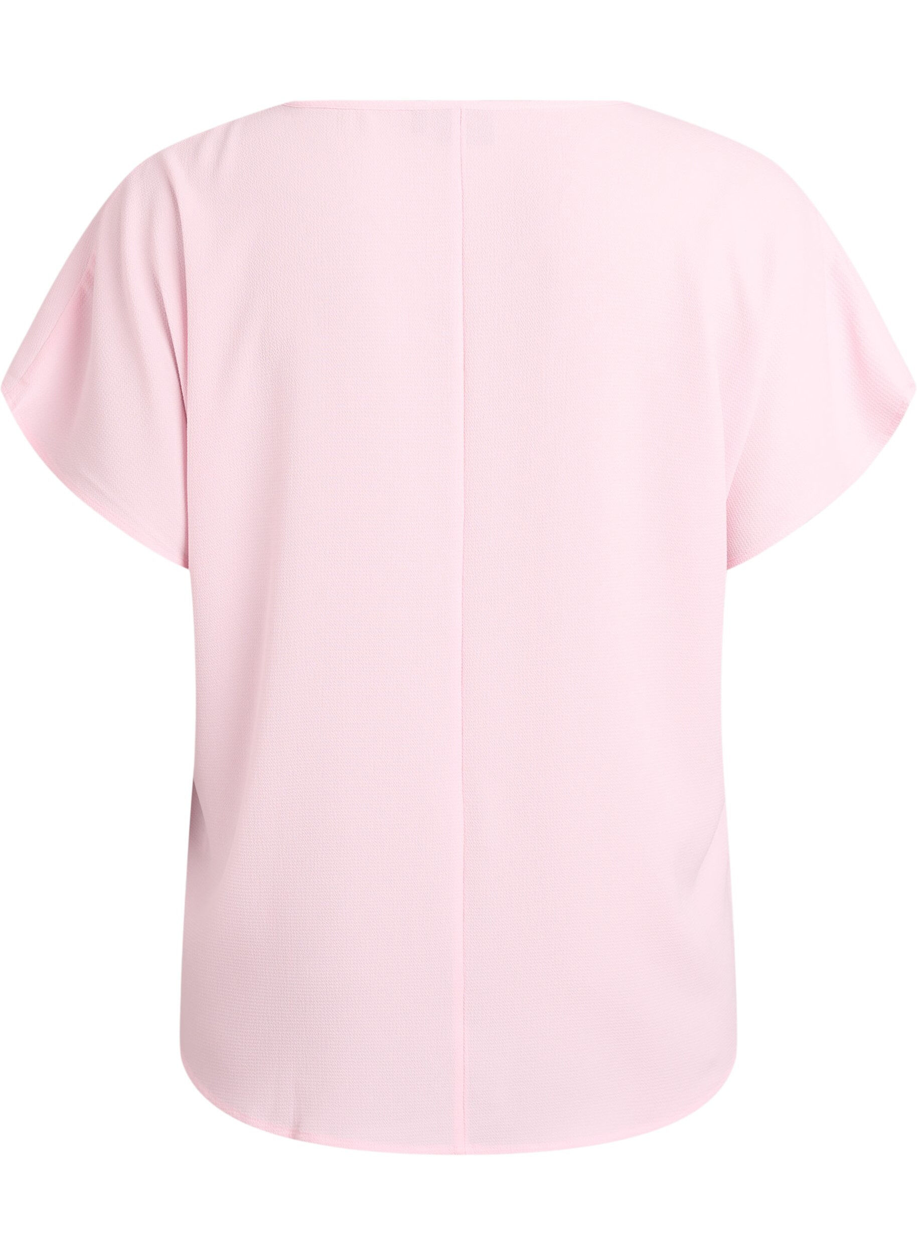 Zizzi Blouse met korte mouwen en een ronde halslijn, Roze, Packshot image number 1