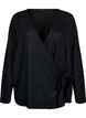 Jersey wikkelblouse met een striksluiting, Zwart, Packshot image number 0