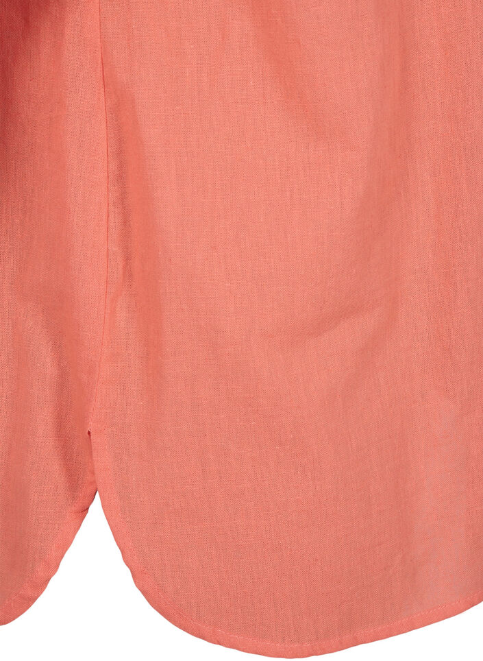 Shirt blouse met knoopsluiting van katoen-linnenmix, Living Coral, Packshot image number 3