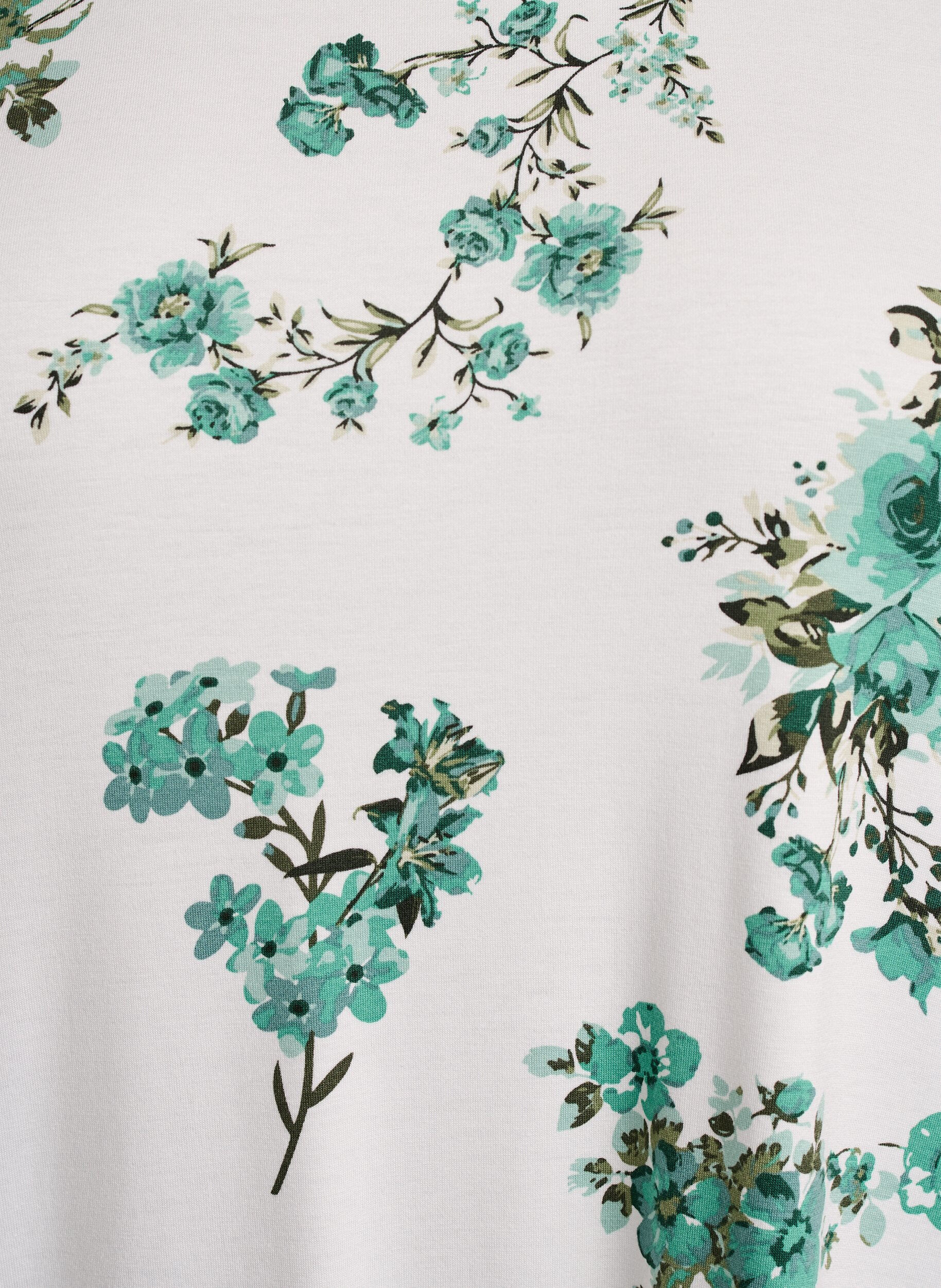 Zizzi T-shirt met bloemenprint, Wit, Packshot image number 2