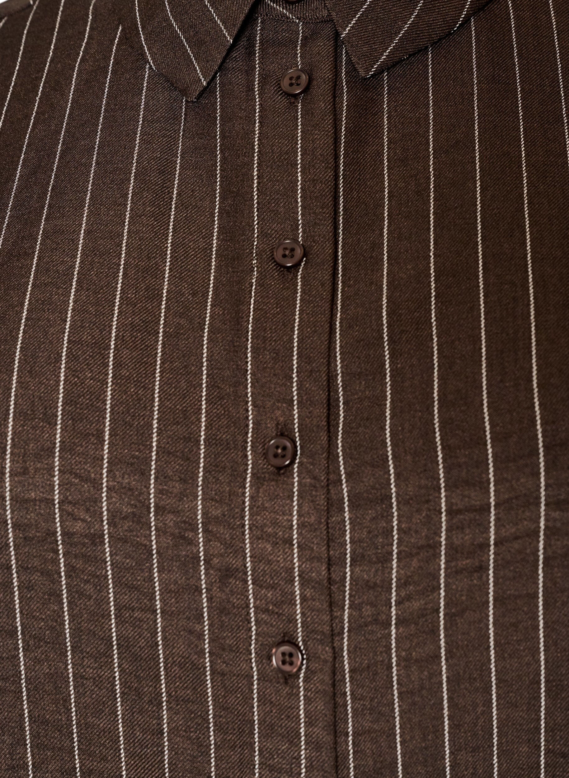 ZizziKrijtstreepblouse met kanten rand, Bruin, Packshot image number 2