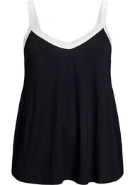 Nacht top met bandjes en V-hals, Zwart