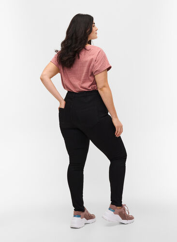 Super smalle Amy jeans met hoge taille, Black, Model image number 1