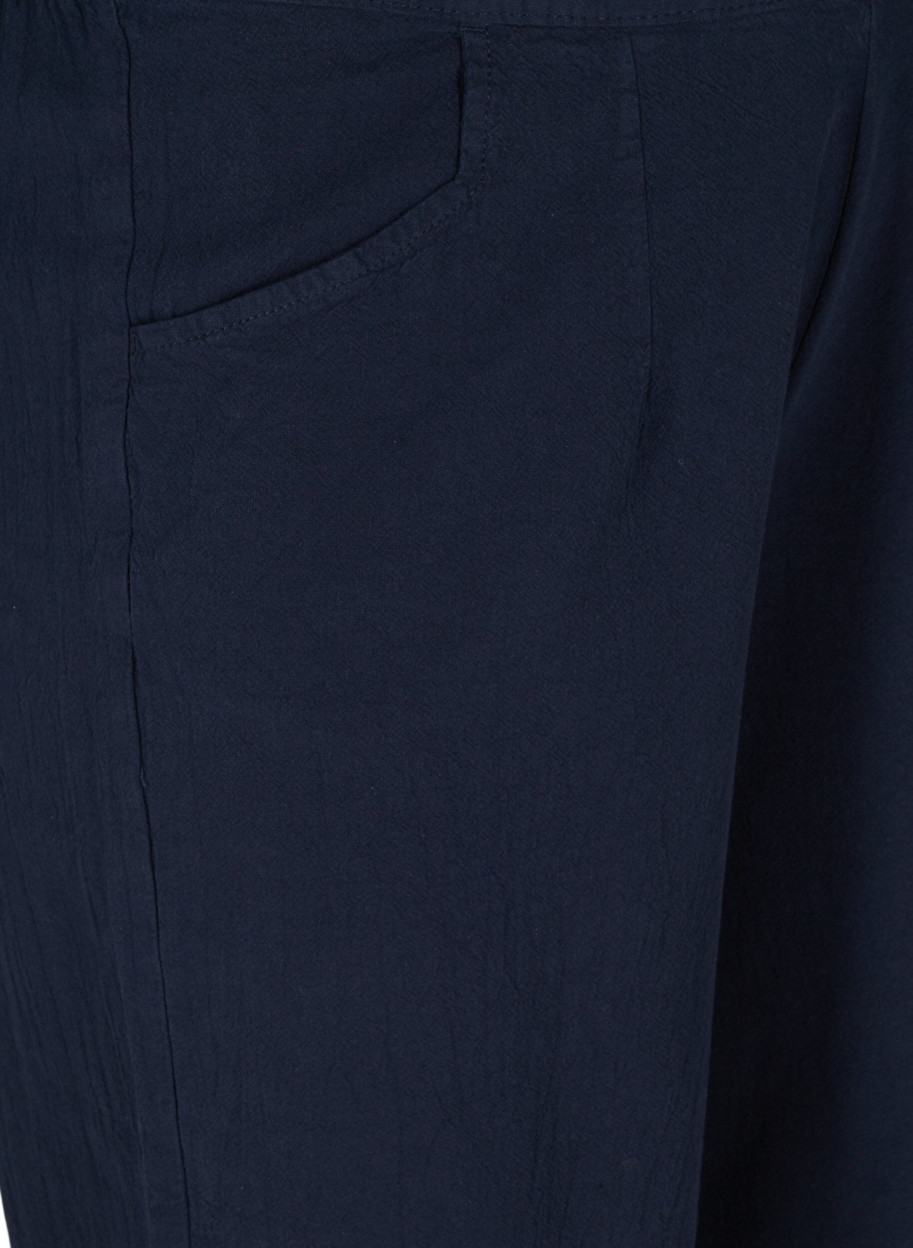 Zizzi Losse culotte broek in katoen, Night Sky, Packshot image number 2