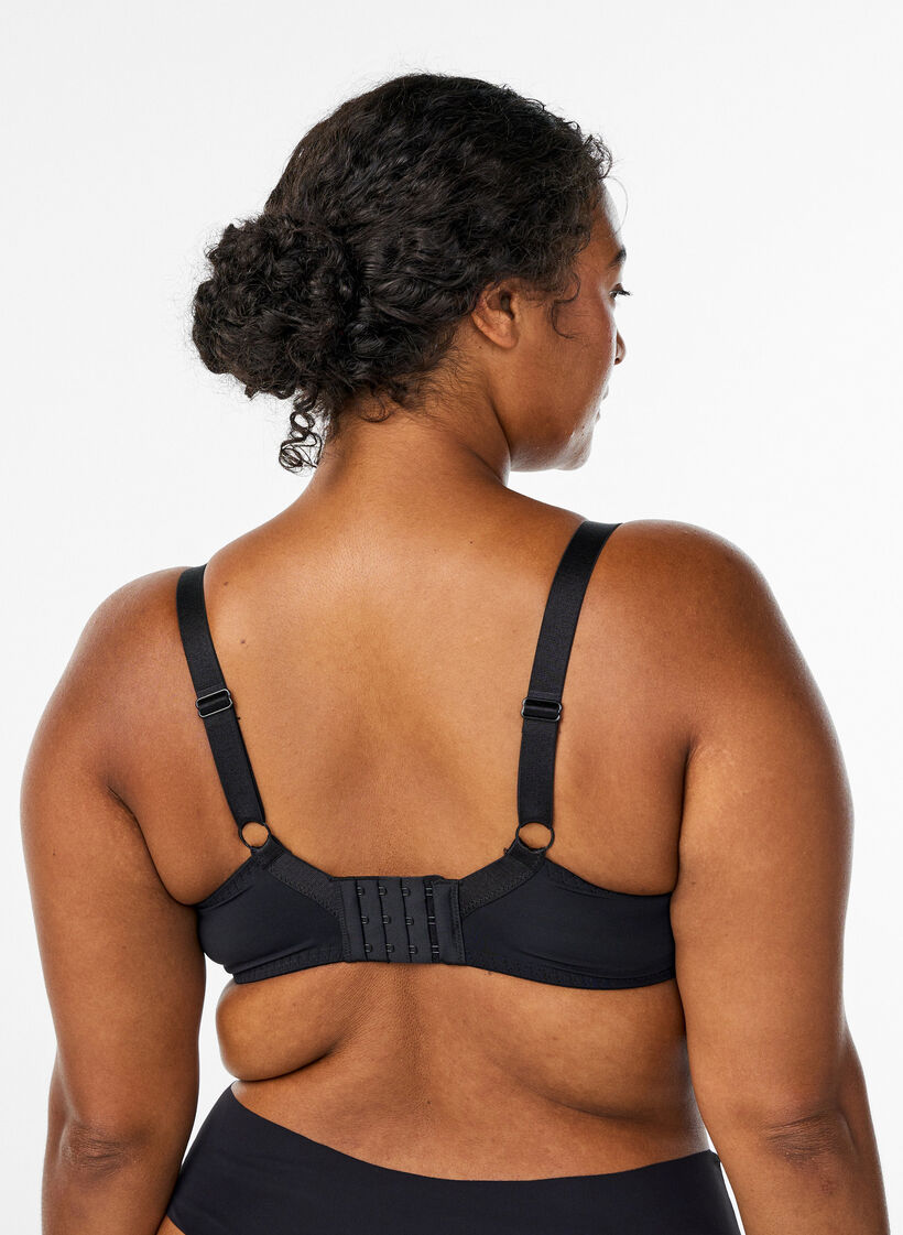 Gewatteerde kanten beha met beugel, Zwart, Model image number 2