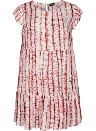Viscose jurk met print en a-lijn, TIE DYE PINK, Packshot image number 0