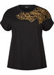 Katoenen T-shirt met bloemenprint, Zwart, Packshot image number 0
