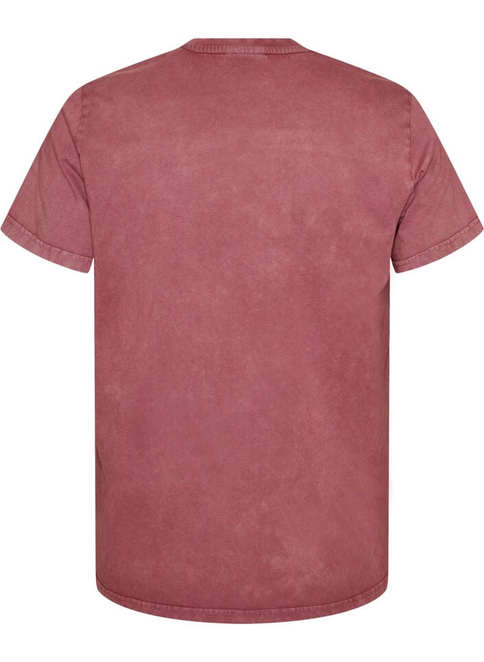 Katoenen T-shirt met print aan de voorkant en een gewassen look, Rood, Packshot image number 1
