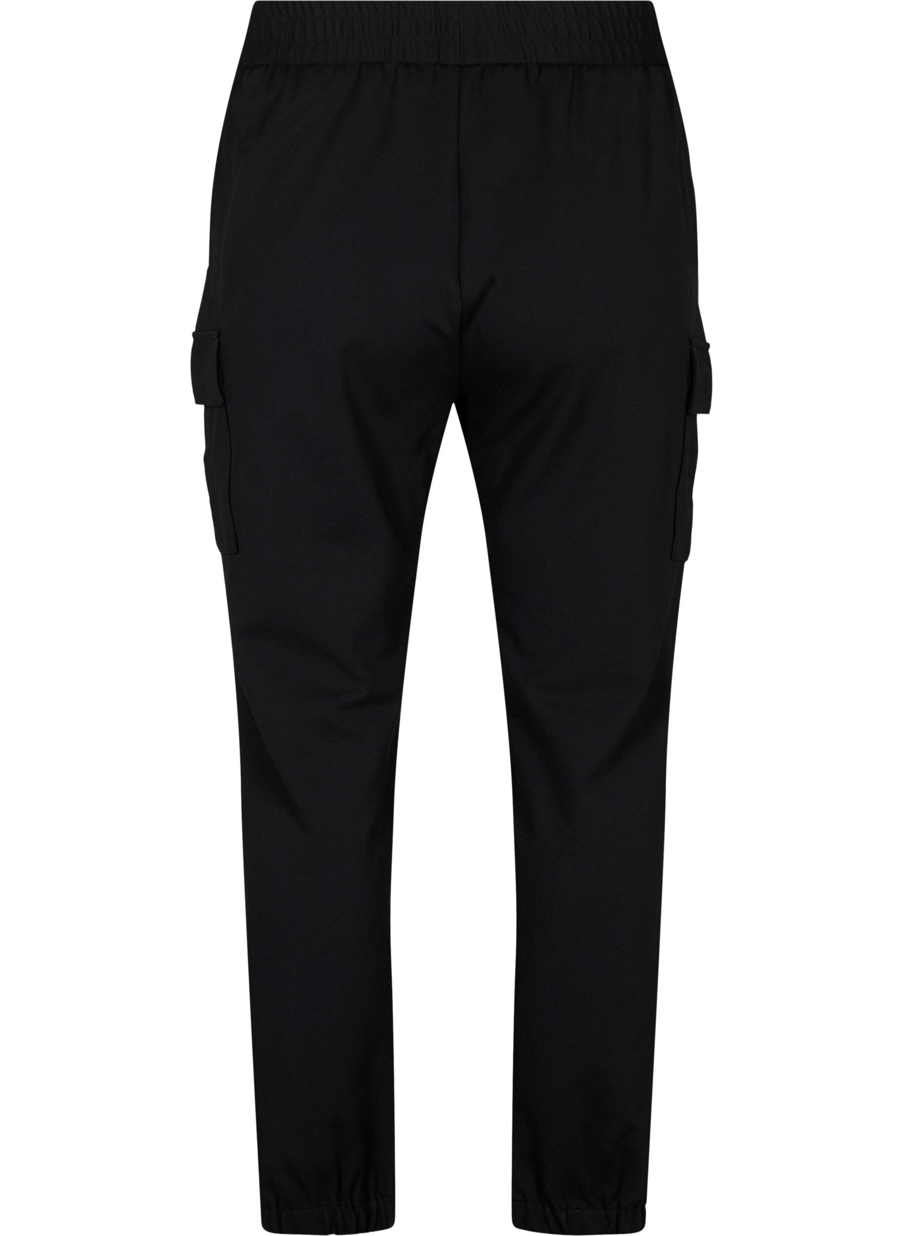 Zizzi Cargo broek met elastische taille, Black, Packshot image number 1