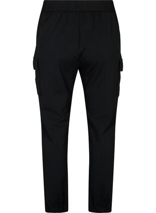 Cargo broek met elastische taille, Black, Packshot image number 1