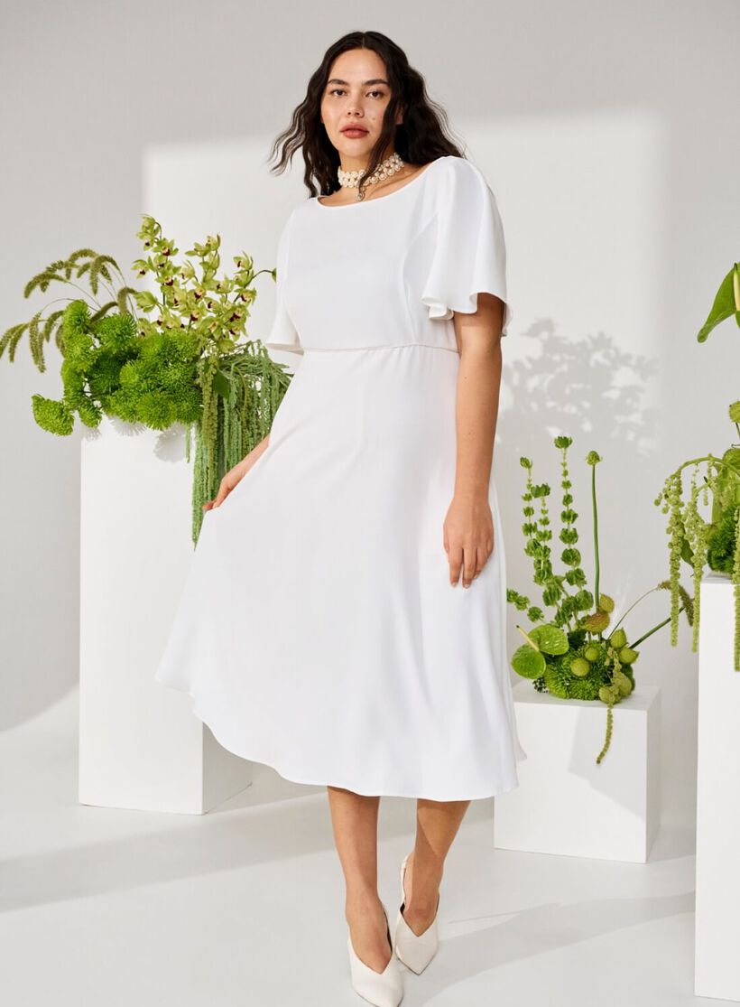 Witte midi-jurk, , Model, 1