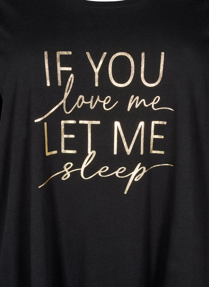 Nachtjapon met korte mouwen van biologisch katoen, Zwart, Packshot image number 2