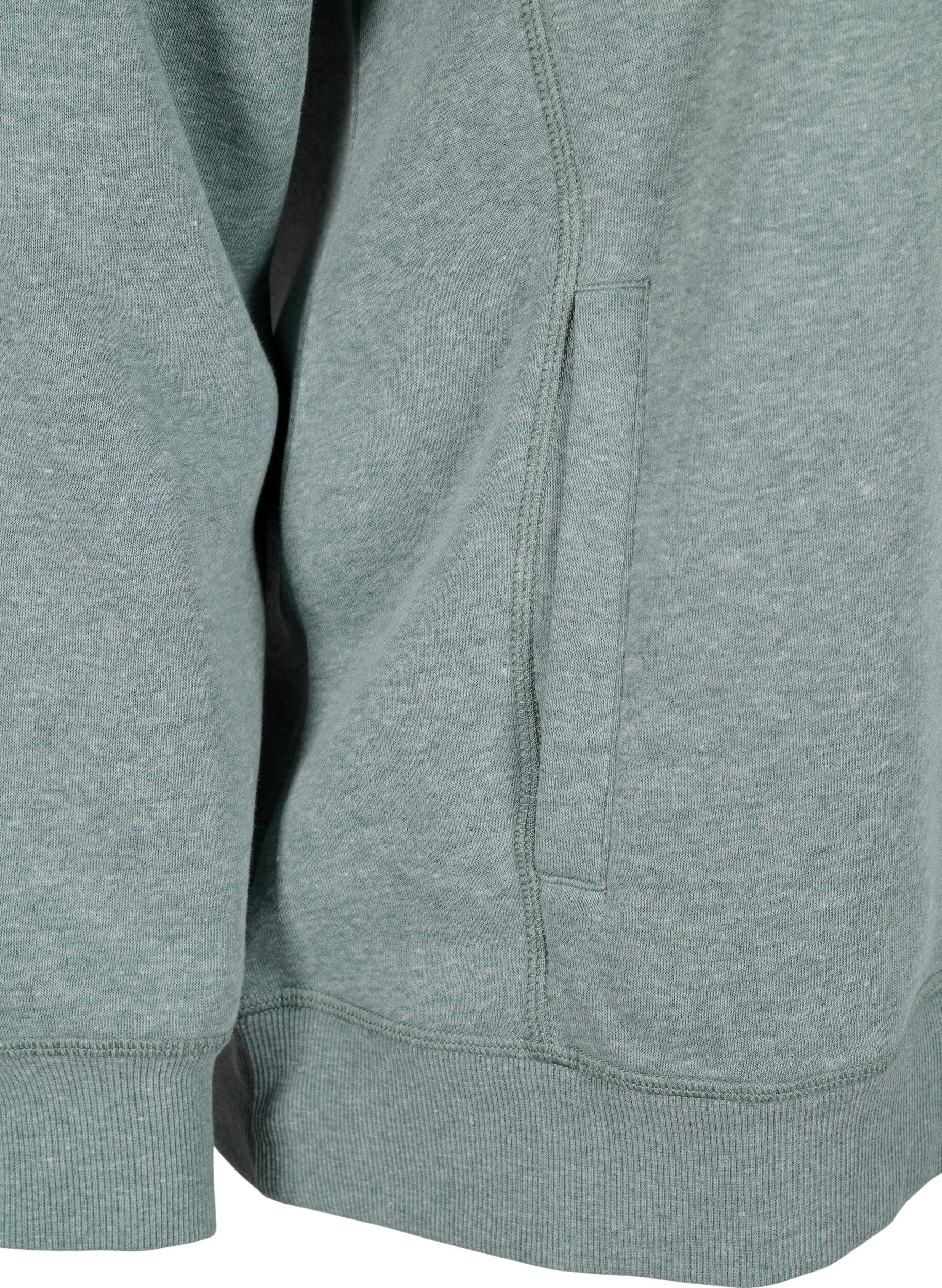 Zizzi FLASH - Sweatshirt met hoge kraag, Balsam Green Melange, Packshot image number 3