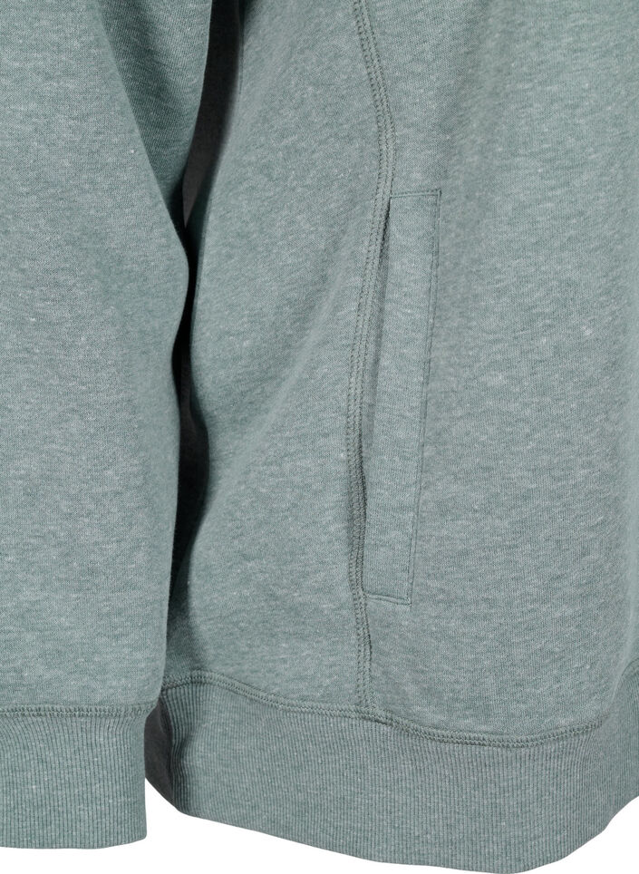 FLASH - Sweatshirt met hoge kraag, Balsam Green Melange, Packshot image number 3